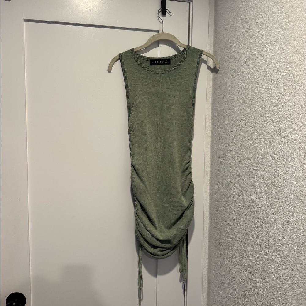 Lioness Green Sleeveless Ruched Dress